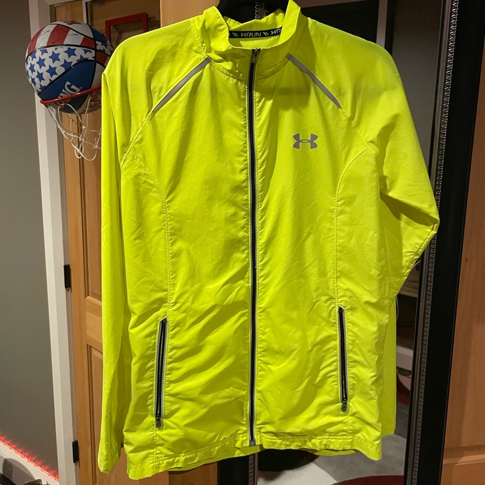 Neon yellow under armor wind breaker running jacket